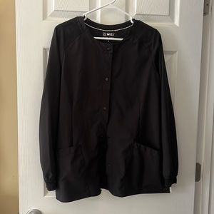 Black wonder wink scrub jacket